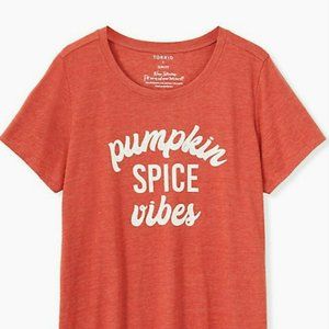 Torrid NWT Women's Plus Size 00 Pumpkin Spice Vibes Slim Fit Crew Tee Shirt